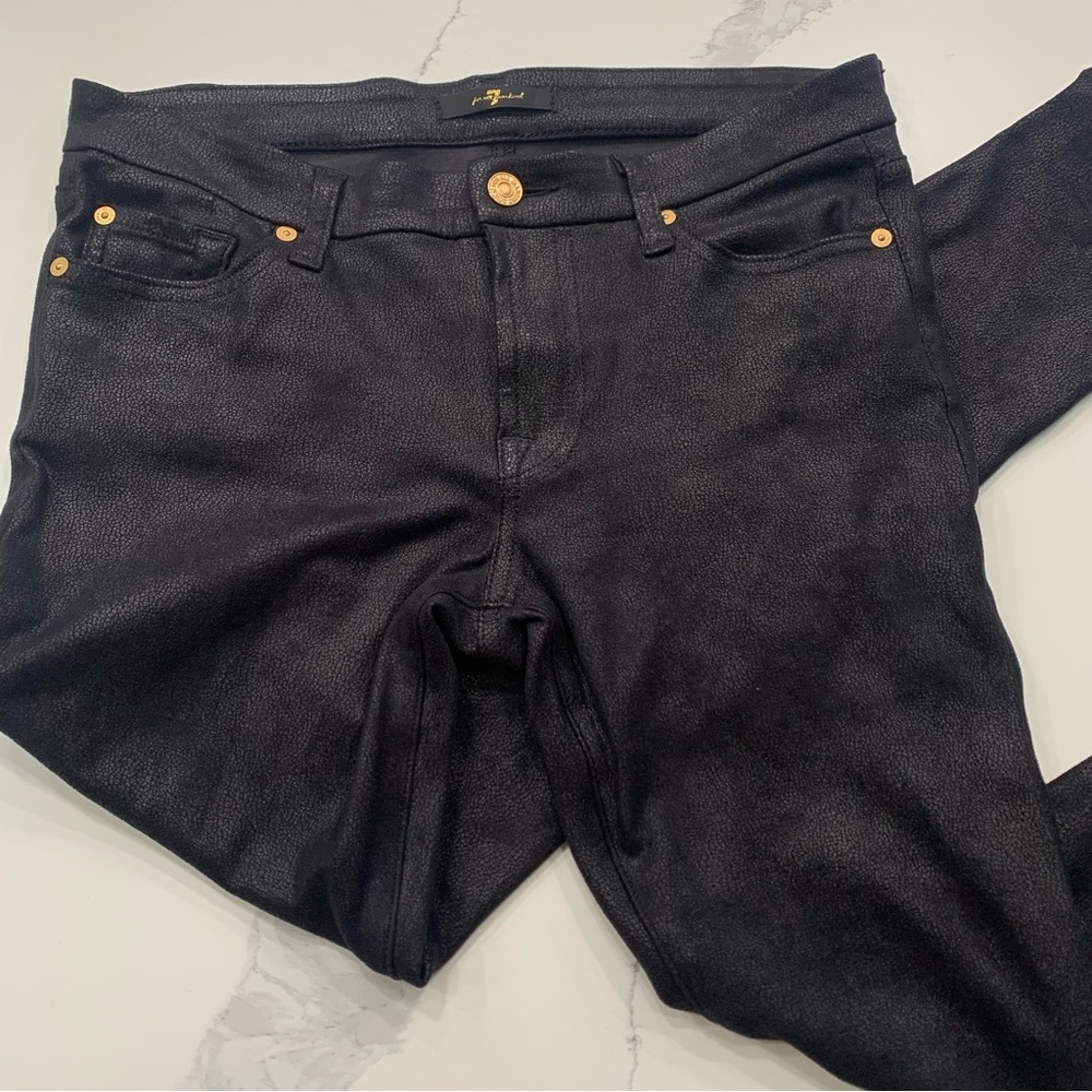 7 for ALL Mankind. faux leather BLACK pants size 28